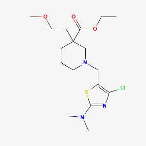 molecular formula C17H28ClN3O3S B3810394 ethyl 1-{[4-chloro-2-(dimethylamino)-1,3-thiazol-5-yl]methyl}-3-(2-methoxyethyl)-3-piperidinecarboxylate 