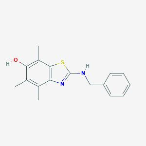 molecular formula C17H18N2OS B038104 2-(Benzylamino)-4,5,7-trimethyl-1,3-benzothiazol-6-OL CAS No. 120165-71-1