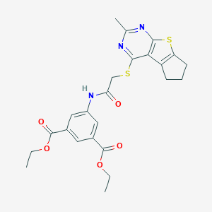 molecular formula C24H25N3O5S2 B381048 diethyl 5-(2-((2-methyl-6,7-dihydro-5H-cyclopenta[4,5]thieno[2,3-d]pyrimidin-4-yl)thio)acetamido)isophthalate CAS No. 315693-10-8