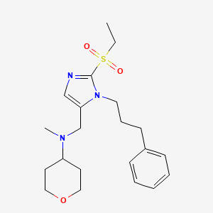 molecular formula C21H31N3O3S B3810654 N-[[2-ethylsulfonyl-3-(3-phenylpropyl)imidazol-4-yl]methyl]-N-methyloxan-4-amine 