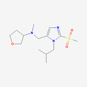 molecular formula C14H25N3O3S B3810717 N-methyl-N-[[3-(2-methylpropyl)-2-methylsulfonylimidazol-4-yl]methyl]oxolan-3-amine 
