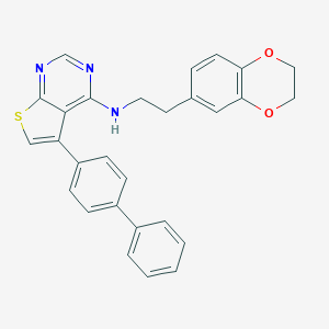 molecular formula C28H23N3O2S B381075 N-(5-[1,1'-biphenyl]-4-ylthieno[2,3-d]pyrimidin-4-yl)-N-[2-(2,3-dihydro-1,4-benzodioxin-6-yl)ethyl]amine 