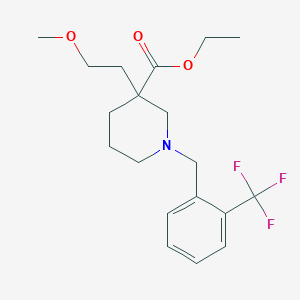 molecular formula C19H26F3NO3 B3810824 Ethyl 3-(2-methoxyethyl)-1-[[2-(trifluoromethyl)phenyl]methyl]piperidine-3-carboxylate 