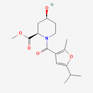 molecular formula C16H23NO5 B3810856 methyl (2R,4S)-4-hydroxy-1-(2-methyl-5-propan-2-ylfuran-3-carbonyl)piperidine-2-carboxylate 