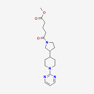 molecular formula C19H28N4O3 B3811209 Methyl 5-oxo-5-[3-(1-pyrimidin-2-ylpiperidin-4-yl)pyrrolidin-1-yl]pentanoate 