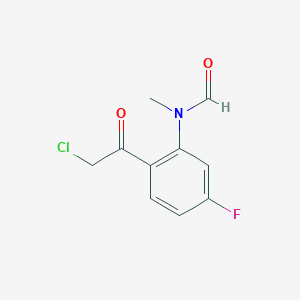 molecular formula C10H9ClFNO2 B038113 N-[2-(Chloroacetyl)-5-fluorophenyl]-N-methylformamide CAS No. 123732-69-4