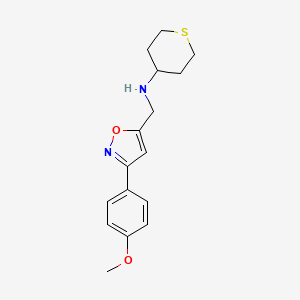molecular formula C16H20N2O2S B3811653 N-{[3-(4-methoxyphenyl)isoxazol-5-yl]methyl}tetrahydro-2H-thiopyran-4-amine 
