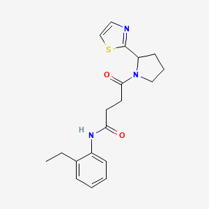 molecular formula C19H23N3O2S B3811897 N-(2-ethylphenyl)-4-oxo-4-[2-(1,3-thiazol-2-yl)pyrrolidin-1-yl]butanamide 