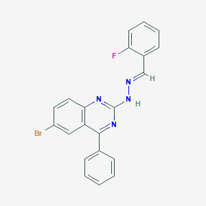 B381197 (E)-6-bromo-2-(2-(2-fluorobenzylidene)hydrazinyl)-4-phenylquinazoline CAS No. 385405-79-8