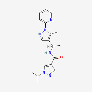 molecular formula C18H22N6O B3812630 N-[1-(5-methyl-1-pyridin-2-ylpyrazol-4-yl)ethyl]-1-propan-2-ylpyrazole-4-carboxamide 