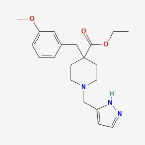 molecular formula C20H27N3O3 B3812642 ethyl 4-[(3-methoxyphenyl)methyl]-1-(1H-pyrazol-5-ylmethyl)piperidine-4-carboxylate 