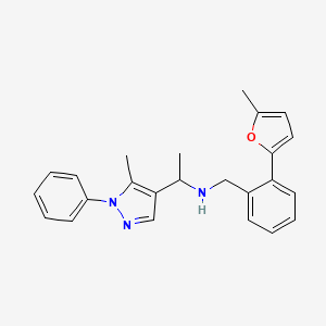 molecular formula C24H25N3O B3812819 N-[[2-(5-methylfuran-2-yl)phenyl]methyl]-1-(5-methyl-1-phenylpyrazol-4-yl)ethanamine 