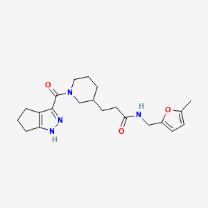 molecular formula C21H28N4O3 B3813011 N-[(5-methylfuran-2-yl)methyl]-3-[1-(1,4,5,6-tetrahydrocyclopenta[c]pyrazole-3-carbonyl)piperidin-3-yl]propanamide 