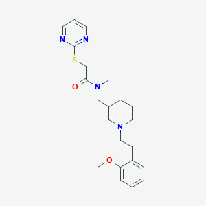 molecular formula C22H30N4O2S B3813147 N-[[1-[2-(2-methoxyphenyl)ethyl]piperidin-3-yl]methyl]-N-methyl-2-pyrimidin-2-ylsulfanylacetamide 