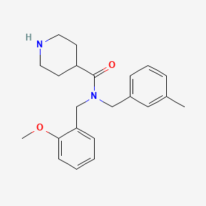 molecular formula C22H28N2O2 B3813339 N-(2-methoxybenzyl)-N-(3-methylbenzyl)-4-piperidinecarboxamide hydrochloride 