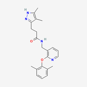 molecular formula C22H26N4O2 B3813371 N-[[2-(2,6-dimethylphenoxy)pyridin-3-yl]methyl]-3-(4,5-dimethyl-1H-pyrazol-3-yl)propanamide 
