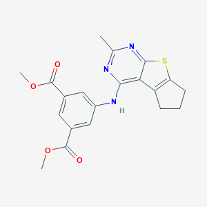 molecular formula C20H19N3O4S B381399 dimethyl 5-[(2-methyl-6,7-dihydro-5H-cyclopenta[4,5]thieno[2,3-d]pyrimidin-4-yl)amino]isophthalate CAS No. 315710-31-7