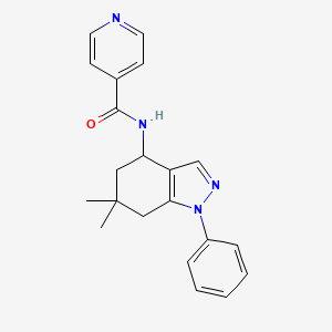molecular formula C21H22N4O B3814047 N-(6,6-dimethyl-1-phenyl-5,7-dihydro-4H-indazol-4-yl)pyridine-4-carboxamide 