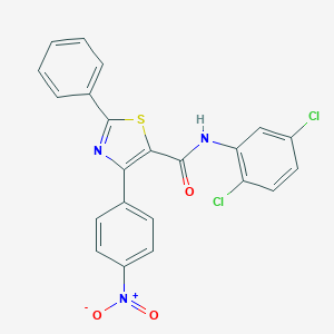 molecular formula C22H13Cl2N3O3S B381413 N-(2,5-dichlorophenyl)-4-{4-nitrophenyl}-2-phenyl-1,3-thiazole-5-carboxamide 