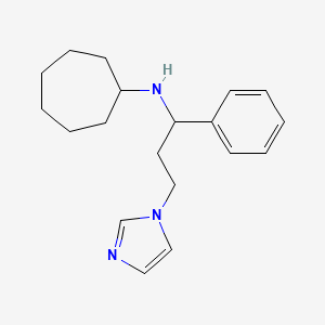 molecular formula C19H27N3 B3814195 N-[3-(1H-imidazol-1-yl)-1-phenylpropyl]cycloheptanamine 