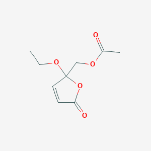 molecular formula C9H12O5 B038142 (2-Ethoxy-5-oxofuran-2-yl)methyl acetate CAS No. 120047-85-0
