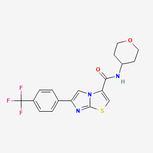 molecular formula C18H16F3N3O2S B3814229 N-(oxan-4-yl)-6-[4-(trifluoromethyl)phenyl]imidazo[2,1-b][1,3]thiazole-3-carboxamide 