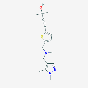 molecular formula C17H23N3OS B3814355 4-(5-{[[(1,5-dimethyl-1H-pyrazol-4-yl)methyl](methyl)amino]methyl}-2-thienyl)-2-methylbut-3-yn-2-ol 