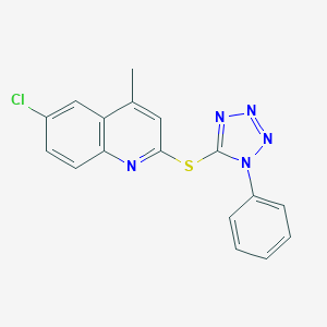 molecular formula C17H12ClN5S B381452 6-chloro-4-methyl-2-quinolinyl 1-phenyl-1H-tetraazol-5-yl sulfide 