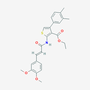 molecular formula C26H27NO5S B381521 Ethyl 2-{[3-(3,4-dimethoxyphenyl)acryloyl]amino}-4-(3,4-dimethylphenyl)-3-thiophenecarboxylate 