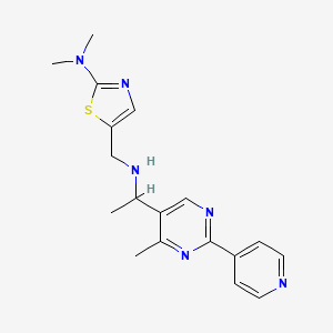 molecular formula C18H22N6S B3815324 N,N-dimethyl-5-[[1-(4-methyl-2-pyridin-4-ylpyrimidin-5-yl)ethylamino]methyl]-1,3-thiazol-2-amine 