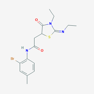 (Z)-N-(2-bromo-4-methylphenyl)-2-(3-ethyl-2-(ethylimino)-4-oxothiazolidin-5-yl)acetamide