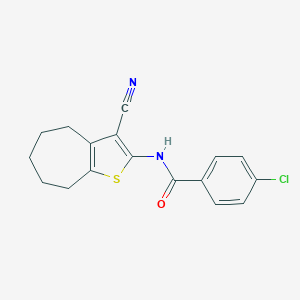 4-chloro-N-(3-cyano-5,6,7,8-tetrahydro-4H-cyclohepta[b]thiophen-2-yl)benzamide