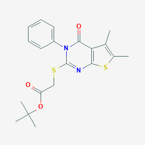 molecular formula C20H22N2O3S2 B381565 Tert-butyl [(5,6-dimethyl-4-oxo-3-phenyl-3,4-dihydrothieno[2,3-d]pyrimidin-2-yl)sulfanyl]acetate CAS No. 379256-68-5
