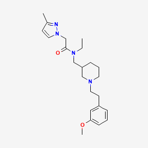 molecular formula C23H34N4O2 B3815686 N-ethyl-N-[[1-[2-(3-methoxyphenyl)ethyl]piperidin-3-yl]methyl]-2-(3-methylpyrazol-1-yl)acetamide 