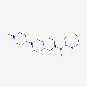 molecular formula C22H42N4O B3815690 N-ethyl-1-methyl-N-[[1-(1-methylpiperidin-4-yl)piperidin-4-yl]methyl]azepane-2-carboxamide 