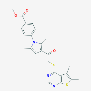 molecular formula C24H23N3O3S2 B381576 Methyl 4-[3-[2-(5,6-dimethylthieno[2,3-d]pyrimidin-4-yl)sulfanylacetyl]-2,5-dimethylpyrrol-1-yl]benzoate CAS No. 379256-37-8