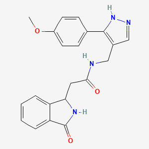 molecular formula C21H20N4O3 B3815865 N-[[5-(4-methoxyphenyl)-1H-pyrazol-4-yl]methyl]-2-(3-oxo-1,2-dihydroisoindol-1-yl)acetamide 