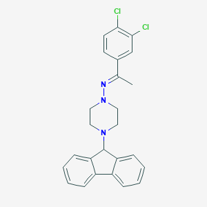 molecular formula C25H23Cl2N3 B381605 N-[(1E)-1-(3,4-dichlorophenyl)ethylidene]-4-(9H-fluoren-9-yl)piperazin-1-amine CAS No. 385404-96-6