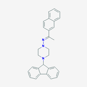 molecular formula C29H27N3 B381608 4-(9H-fluoren-9-yl)-N-[1-(2-naphthyl)ethylidene]-1-piperazinamine 