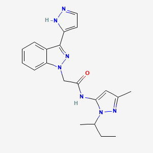 molecular formula C20H23N7O B3816622 N-(2-butan-2-yl-5-methylpyrazol-3-yl)-2-[3-(1H-pyrazol-5-yl)indazol-1-yl]acetamide 