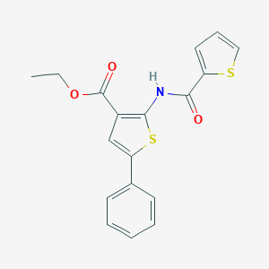 molecular formula C18H15NO3S2 B381681 ETHYL 5-PHENYL-2-(THIOPHENE-2-AMIDO)THIOPHENE-3-CARBOXYLATE 