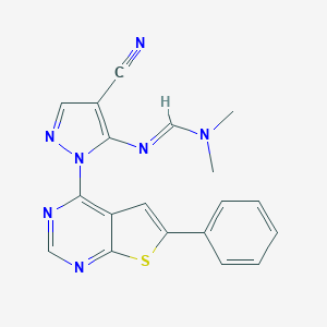 molecular formula C19H15N7S B381693 (E)-N'-(4-cyano-1-(6-phenylthieno[2,3-d]pyrimidin-4-yl)-1H-pyrazol-5-yl)-N,N-dimethylformimidamide CAS No. 379244-99-2
