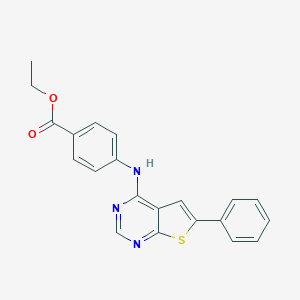 molecular formula C21H17N3O2S B381700 Ethyl 4-[(6-phenylthieno[2,3-d]pyrimidin-4-yl)amino]benzoate CAS No. 380179-94-2