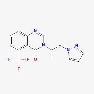molecular formula C15H13F3N4O B3817043 3-(1-Pyrazol-1-ylpropan-2-yl)-5-(trifluoromethyl)quinazolin-4-one 