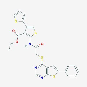 molecular formula C25H19N3O3S4 B381713 Ethyl 2-({[(6-phenylthieno[2,3-d]pyrimidin-4-yl)sulfanyl]acetyl}amino)-4,2'-bithiophene-3-carboxylate 