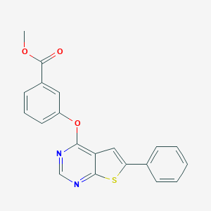 molecular formula C20H14N2O3S B381724 Methyl 3-[(6-phenylthieno[2,3-d]pyrimidin-4-yl)oxy]benzoate 