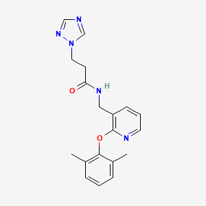 molecular formula C19H21N5O2 B3817390 N-[[2-(2,6-dimethylphenoxy)pyridin-3-yl]methyl]-3-(1,2,4-triazol-1-yl)propanamide 