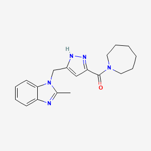 molecular formula C19H23N5O B3817398 azepan-1-yl-[5-[(2-methylbenzimidazol-1-yl)methyl]-1H-pyrazol-3-yl]methanone 