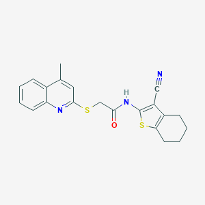 molecular formula C21H19N3OS2 B381764 N-(3-cyano-4,5,6,7-tetrahydro-1-benzothiophen-2-yl)-2-(4-methylquinolin-2-yl)sulfanylacetamide CAS No. 315694-47-4