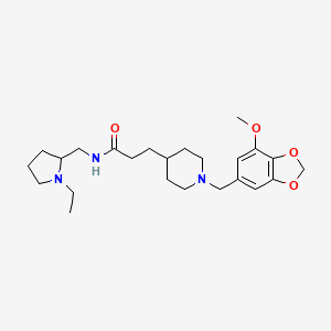 molecular formula C24H37N3O4 B3817917 N-[(1-ethylpyrrolidin-2-yl)methyl]-3-[1-[(7-methoxy-1,3-benzodioxol-5-yl)methyl]piperidin-4-yl]propanamide 